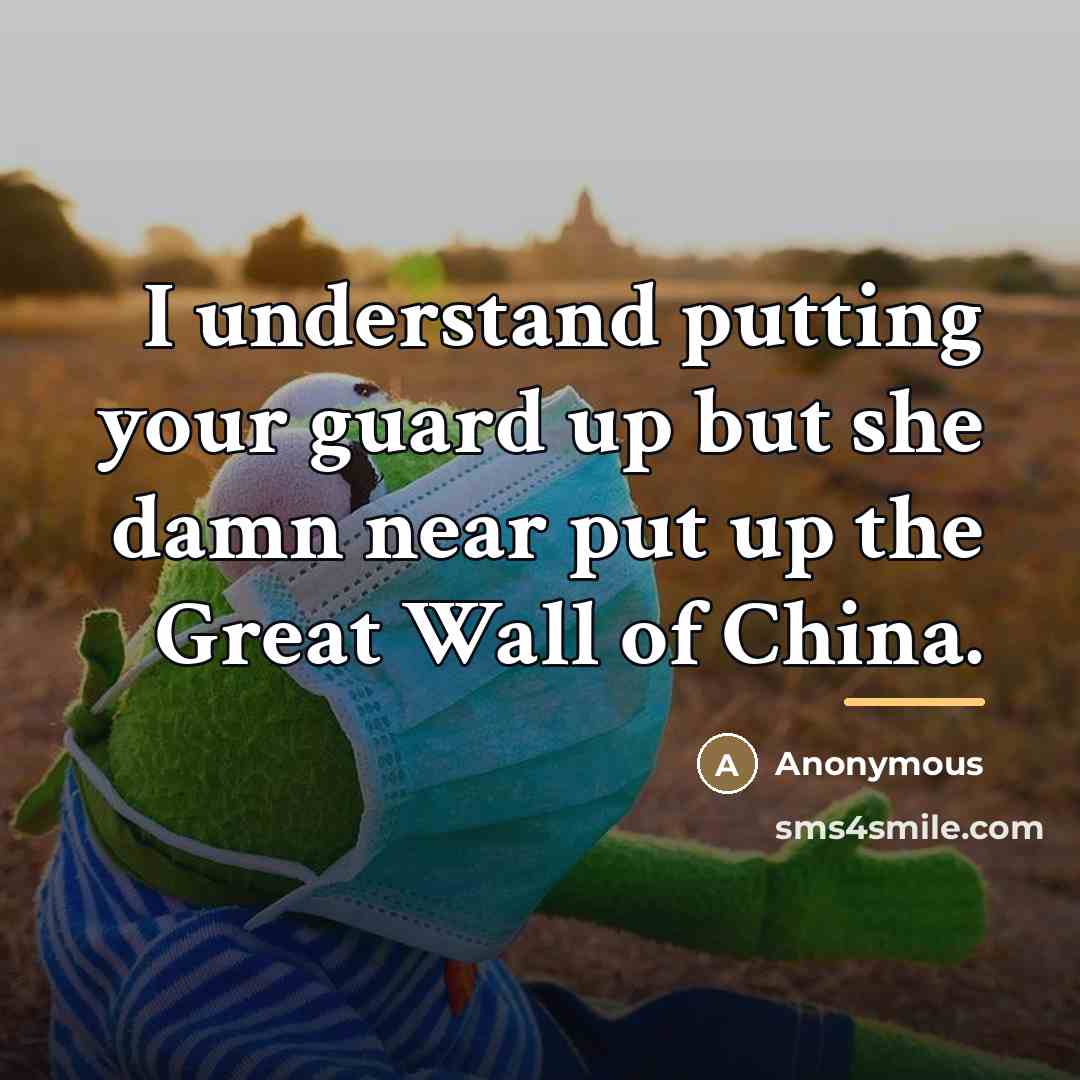 “I understand putting your guard up but she damn near…” quote by Anonymous