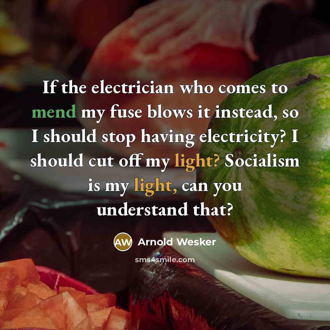 “If the electrician who comes to mend my fuse blows…” quote by Arnold Wesker