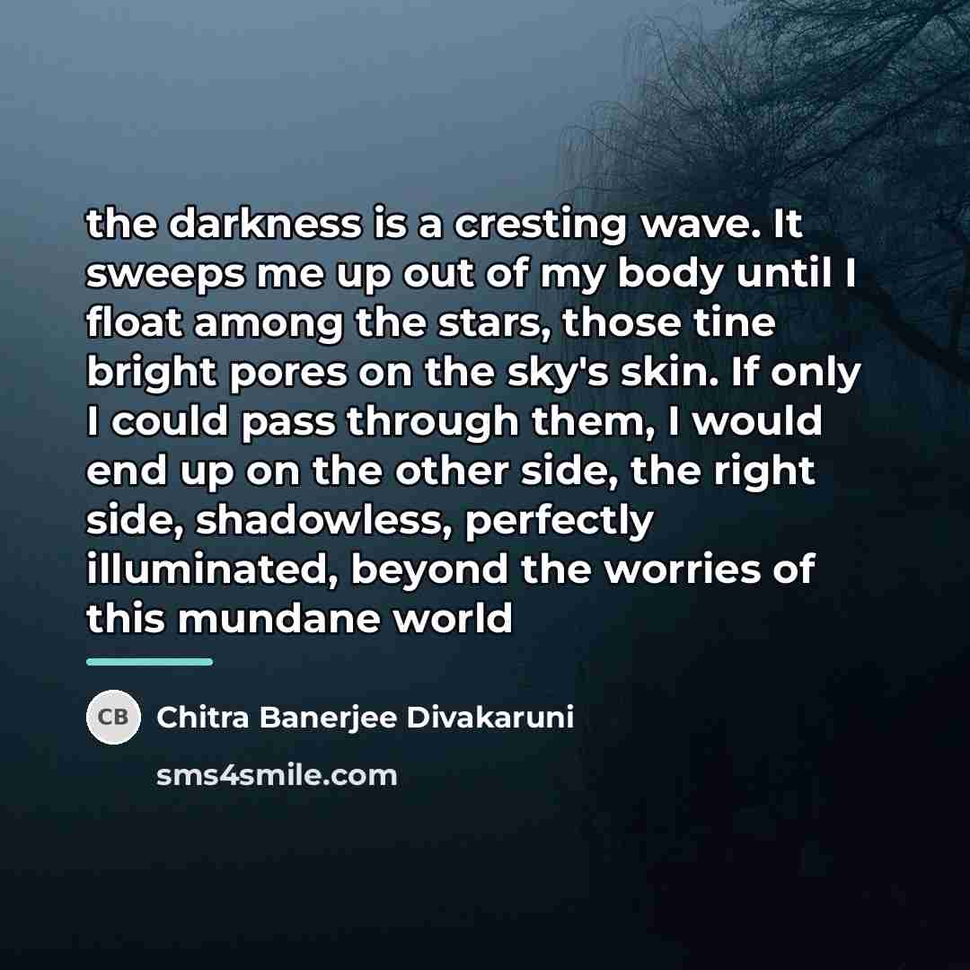 “the darkness is a cresting wave. It sweeps me up…” quote by Chitra Banerjee Divakaruni