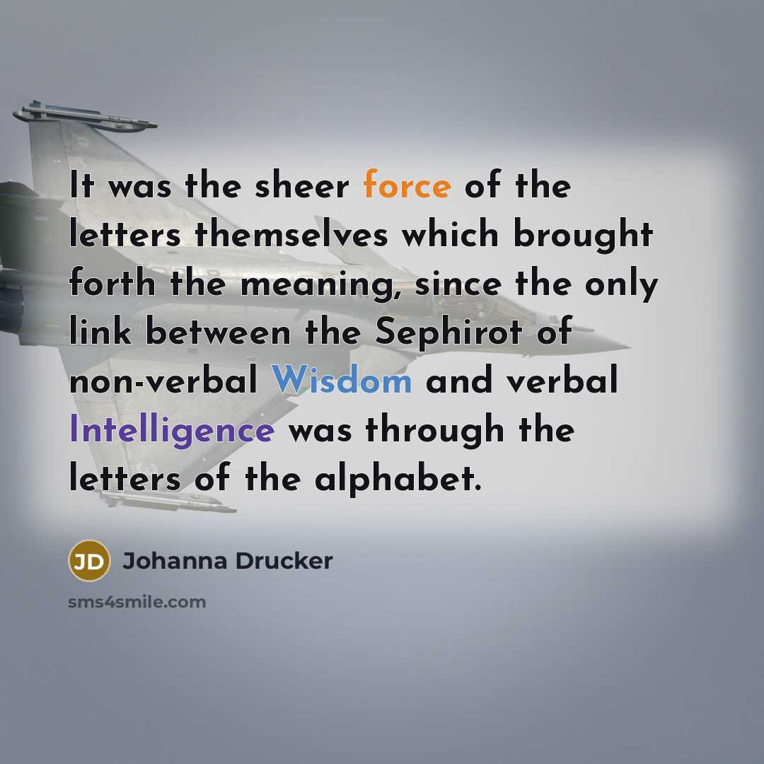 “It was the sheer force of the letters themselves which…” quote by Johanna Drucker