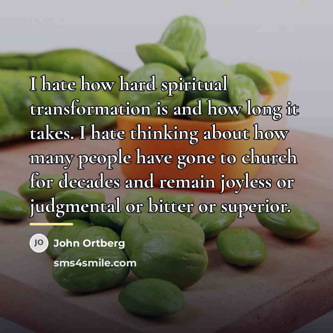 “I hate how hard spiritual transformation is and how long…” quote by John Ortberg