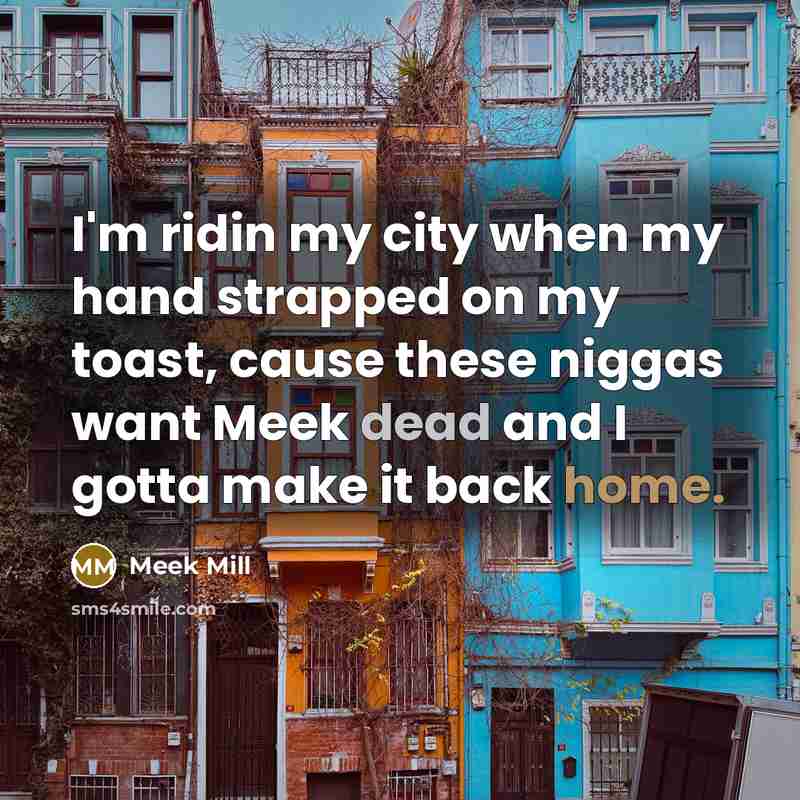 “I'm ridin my city when my hand strapped on my…” quote by Meek Mill