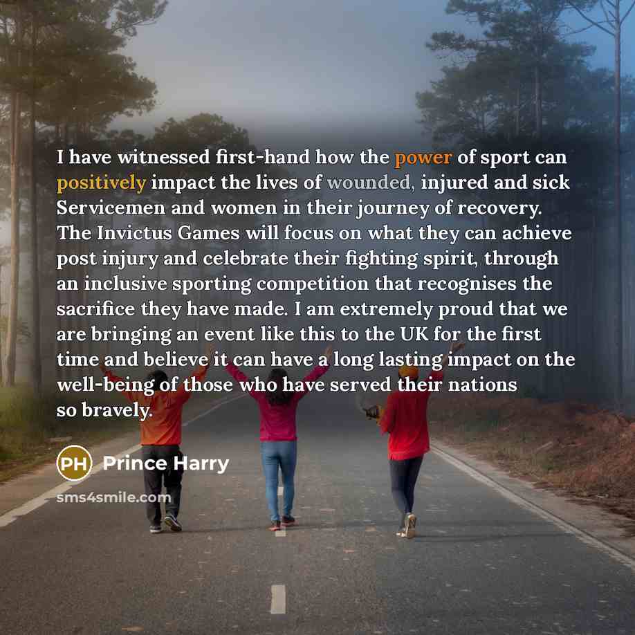 “I have witnessed first-hand how the power of sport can…” quote by Prince Harry