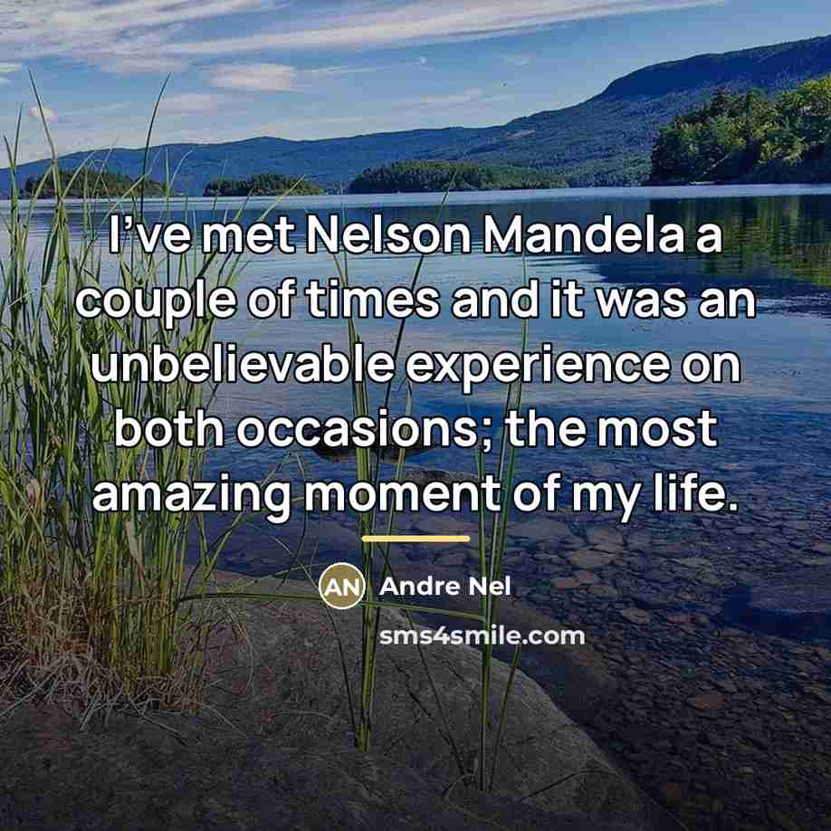 “I've met Nelson Mandela a couple of times and it…” quote by Andre Nel