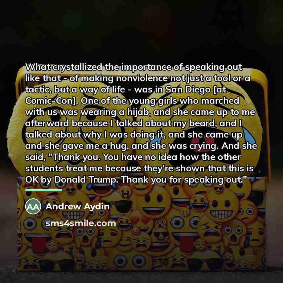 “What crystallized the importance of speaking out like that -…” quote by Andrew Aydin