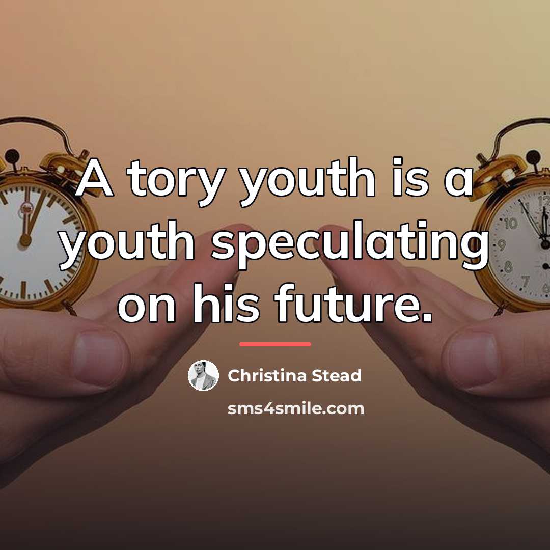 “A tory youth is a youth speculating on his future.…” quote by Christina Stead