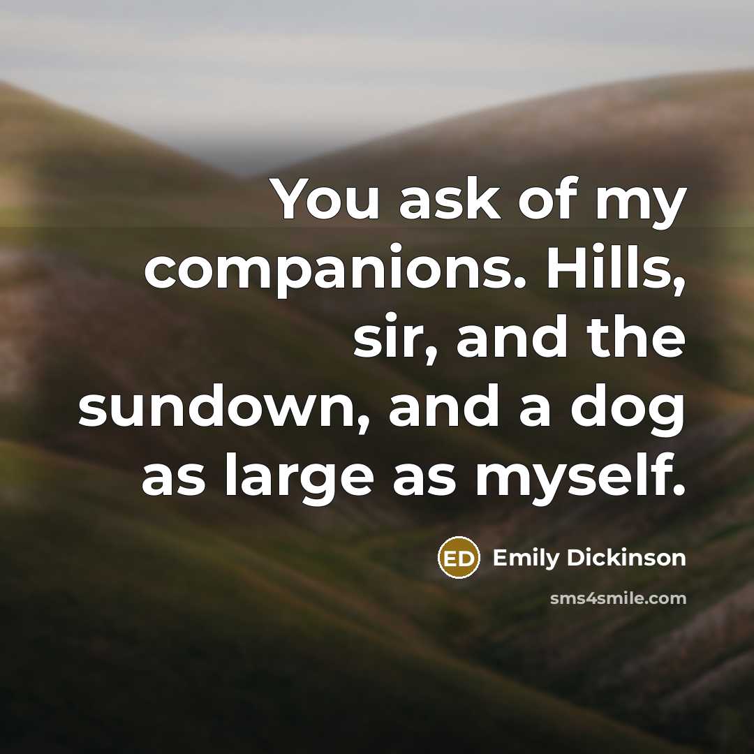 “You ask of my companions. Hills, sir, and the sundown,…” quote by Emily Dickinson