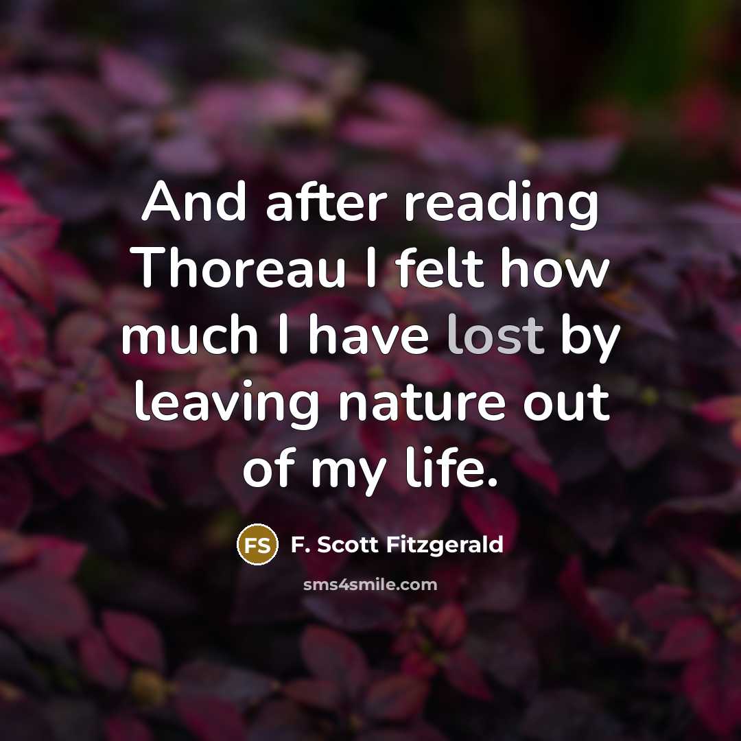 “And after reading Thoreau I felt how much I have…” quote by F. Scott Fitzgerald