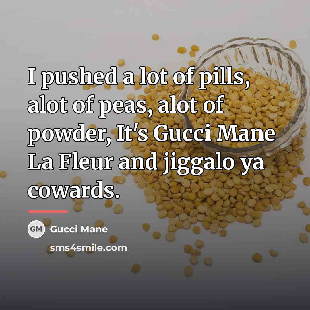 “I pushed a lot of pills, alot of peas, alot…” quote by Gucci Mane