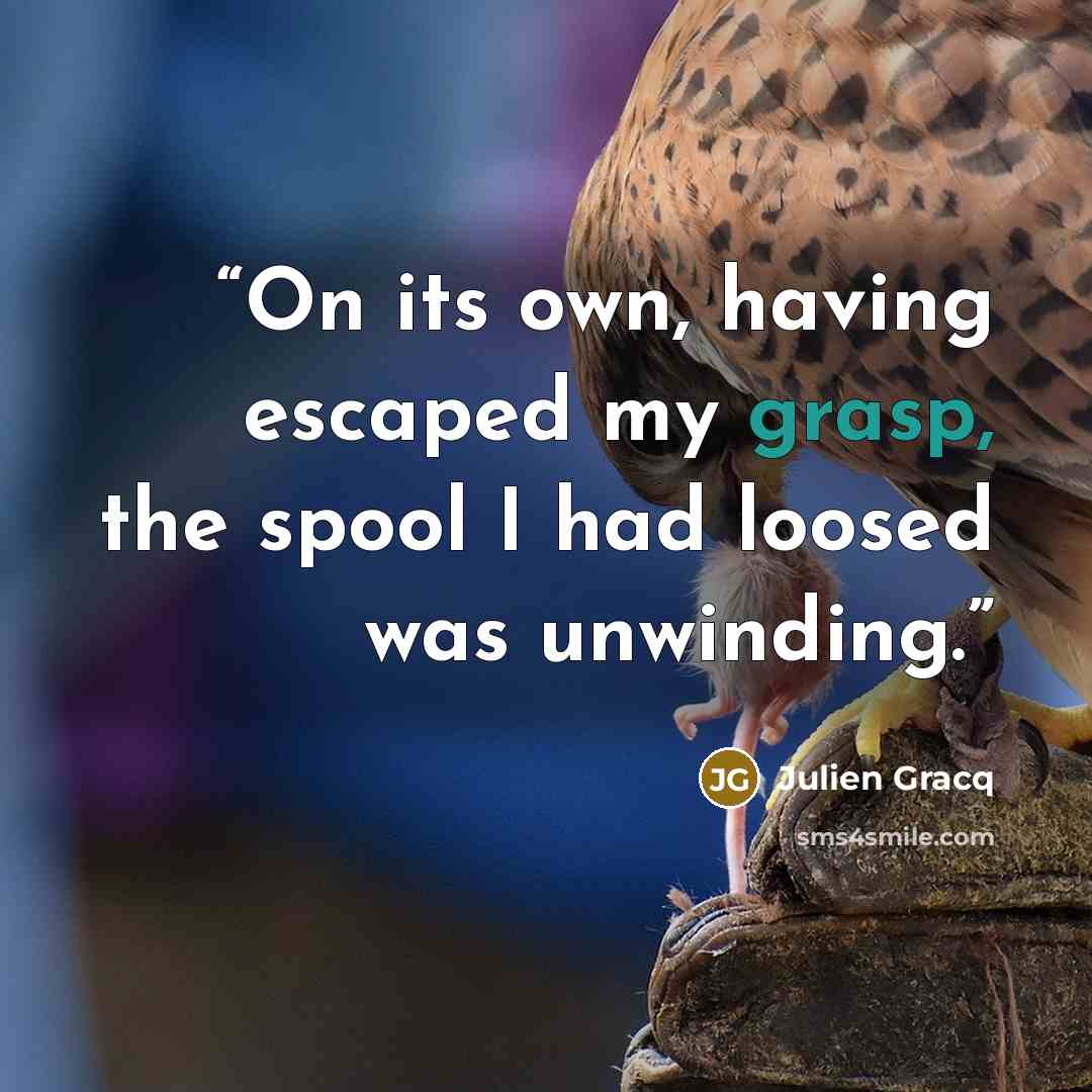 “On its own, having escaped my grasp, the spool I had loosed was unwinding.” quote by Julien Gracq