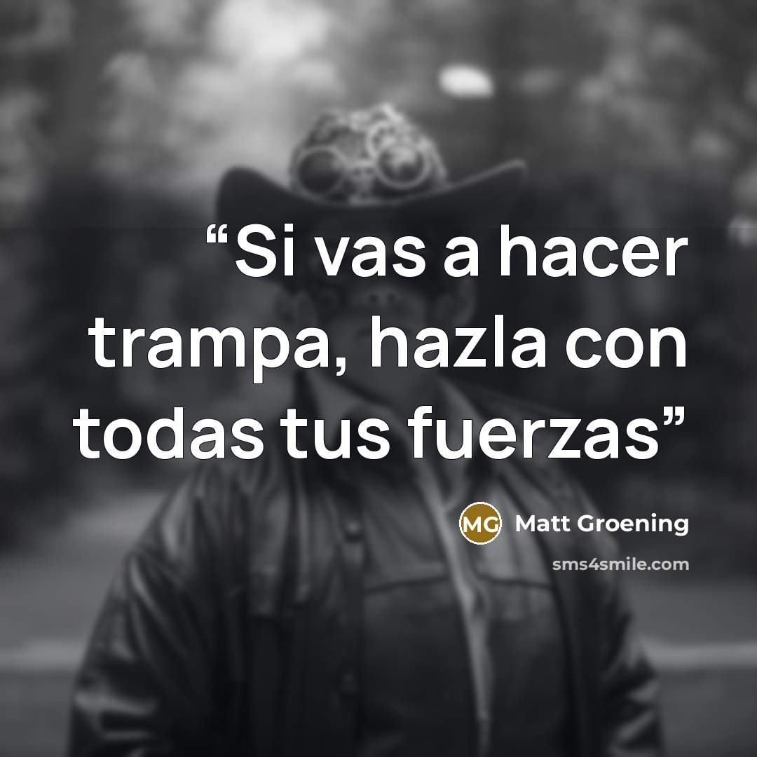 “Si vas a hacer trampa, hazla con todas tus fuerzas” quote by Matt Groening