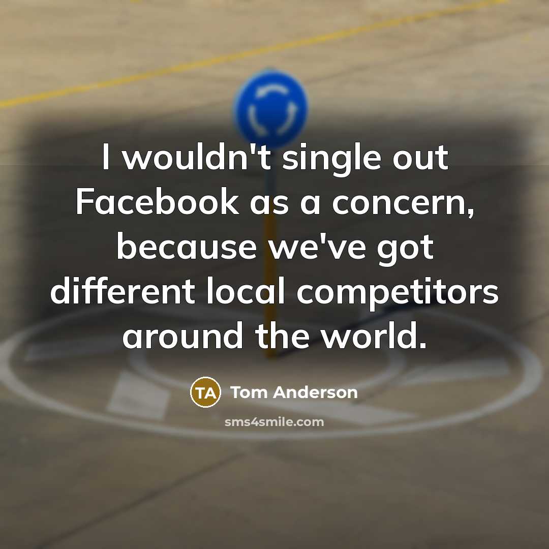 “I wouldn't single out Facebook as a concern, because we've…” quote by Tom Anderson