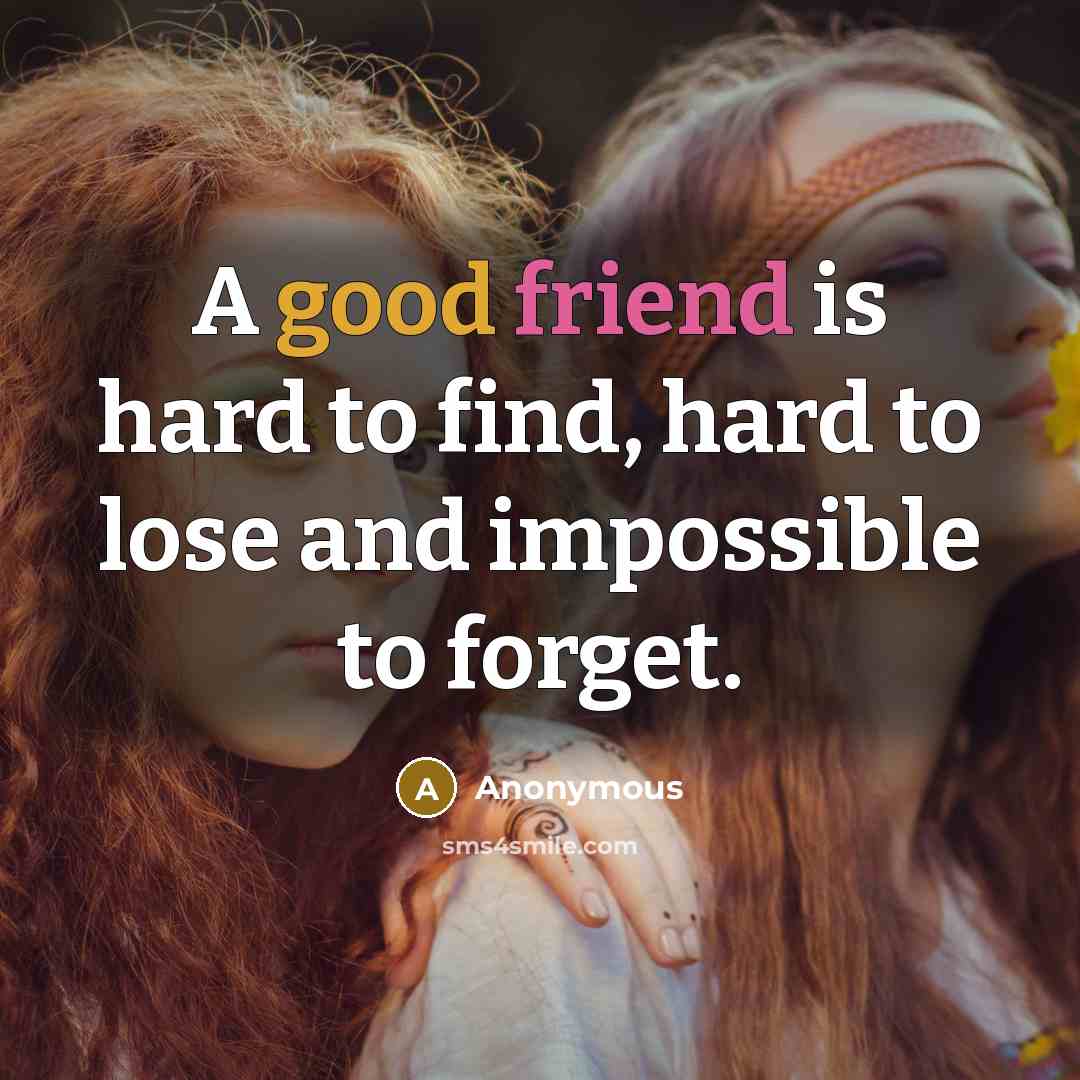 “A good friend is hard to find, hard to lose…” quote by Anonymous