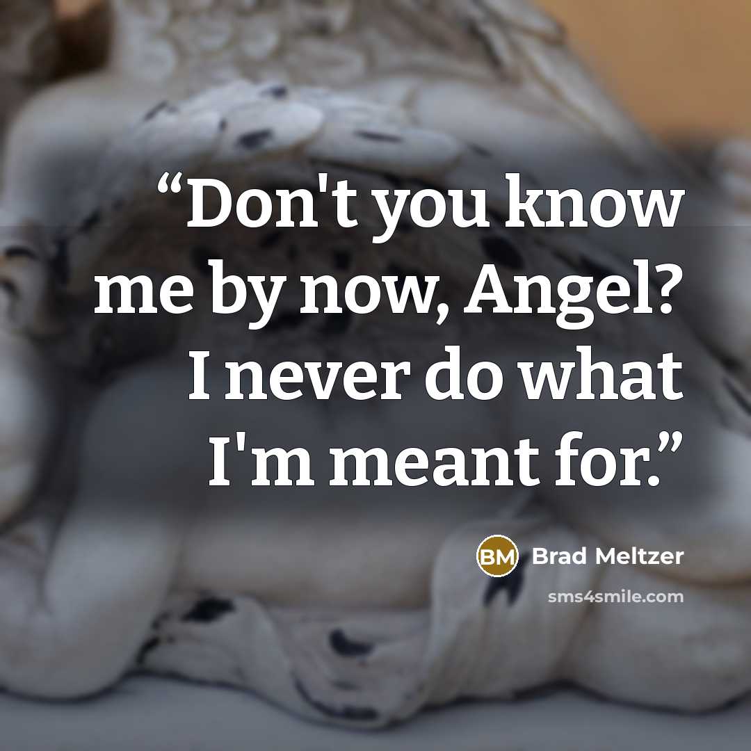 “Don't you know me by now, Angel? I never do what I'm meant for.” quote by Brad Meltzer