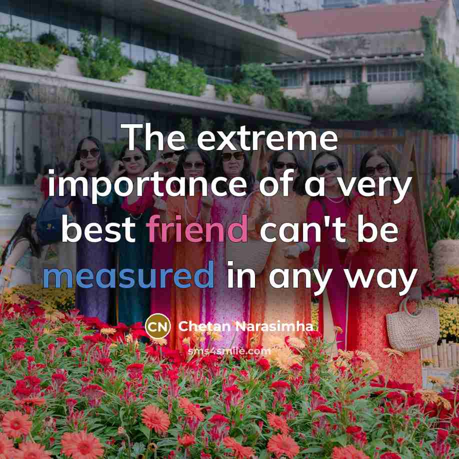 “The extreme importance of a very best friend can't be…” quote by Chetan Narasimha