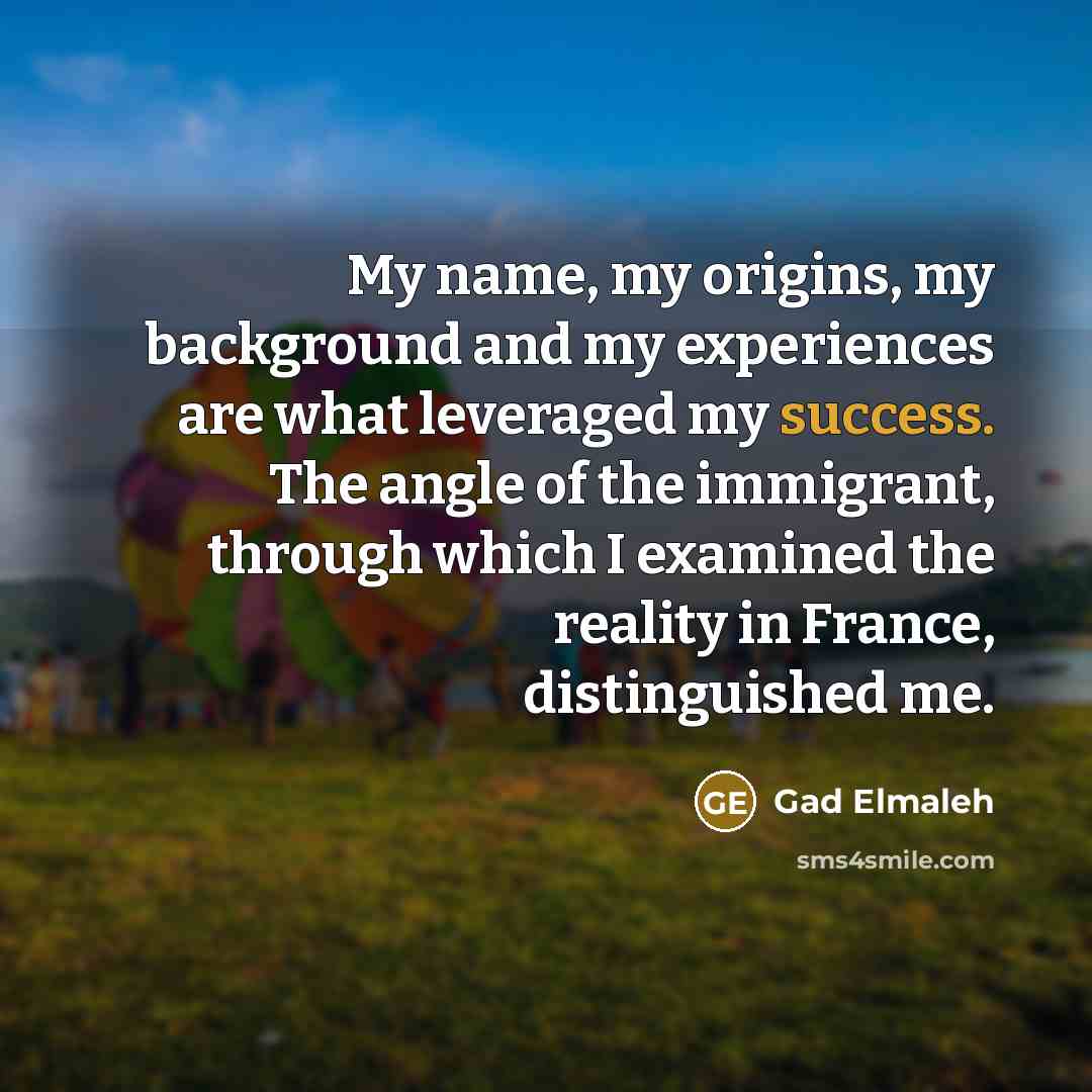 “My name, my origins, my background and my experiences are…” quote by Gad Elmaleh
