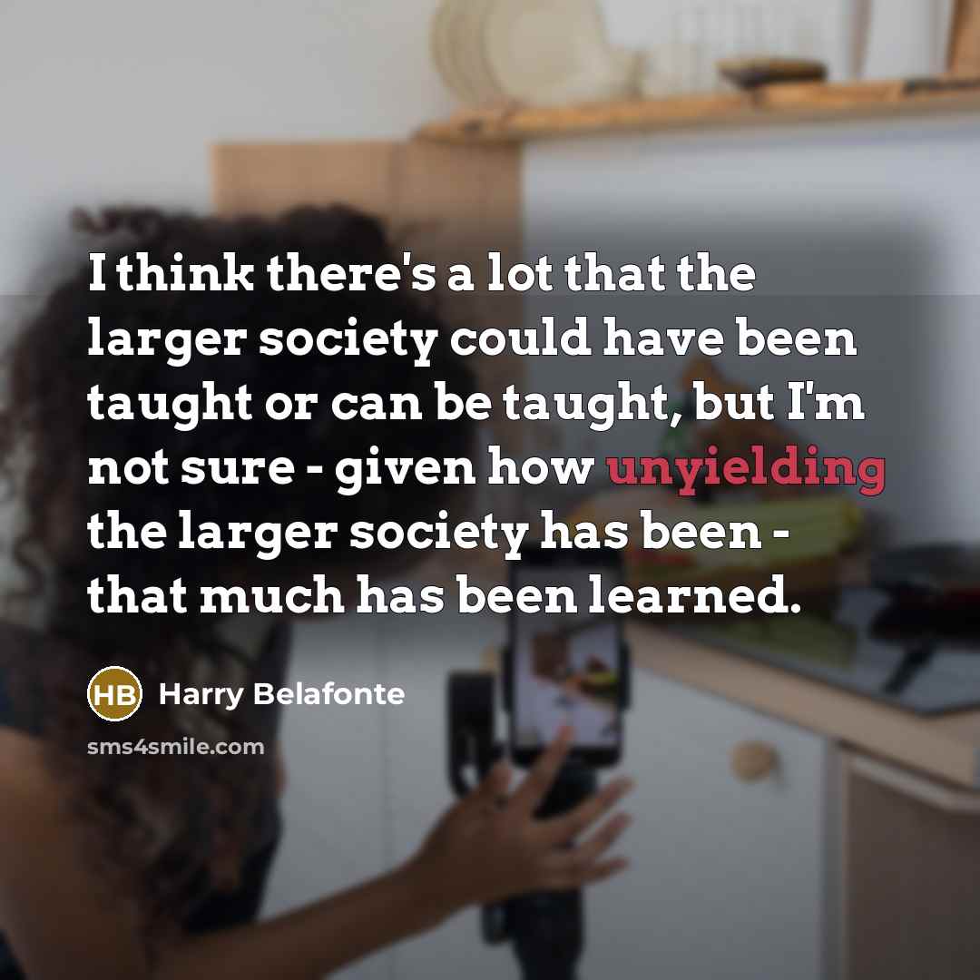 “I think there's a lot that the larger society could…” quote by Harry Belafonte
