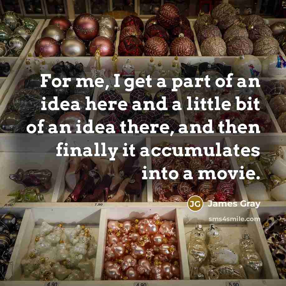 “For me, I get a part of an idea here…” quote by James Gray