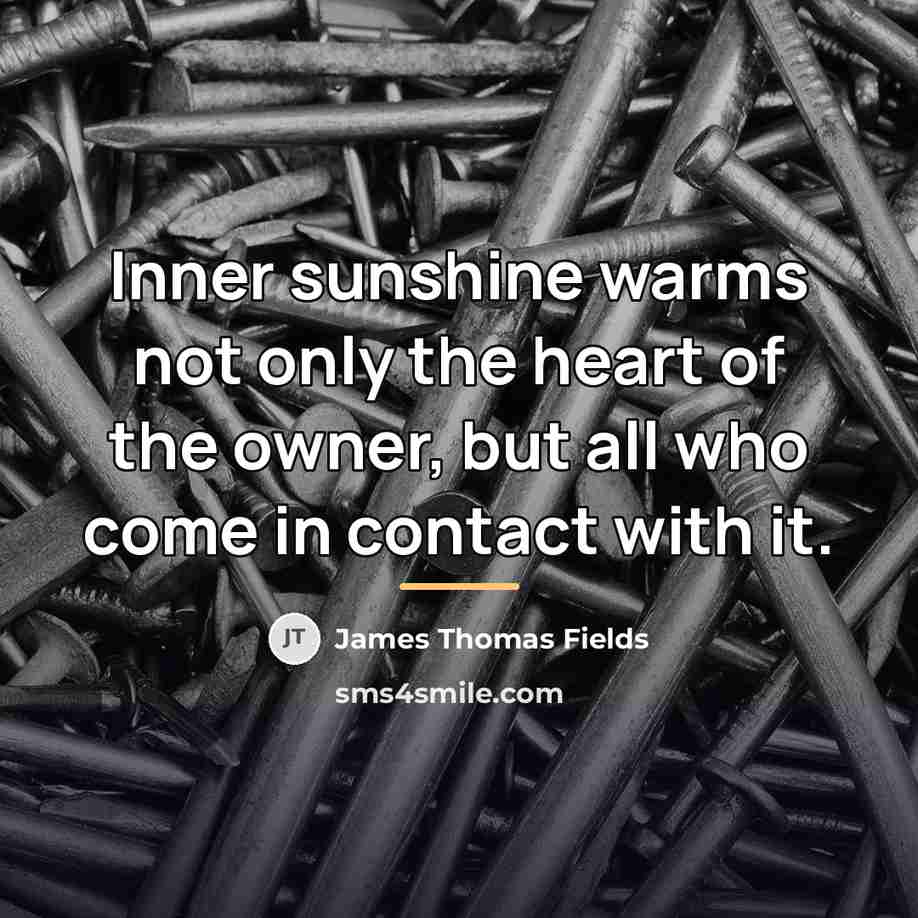 “Inner sunshine warms not only the heart of the owner,…” quote by James Thomas Fields
