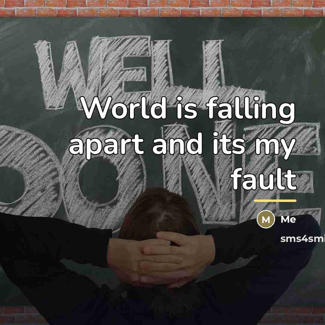 “World is falling apart and its my fault…” quote by Me