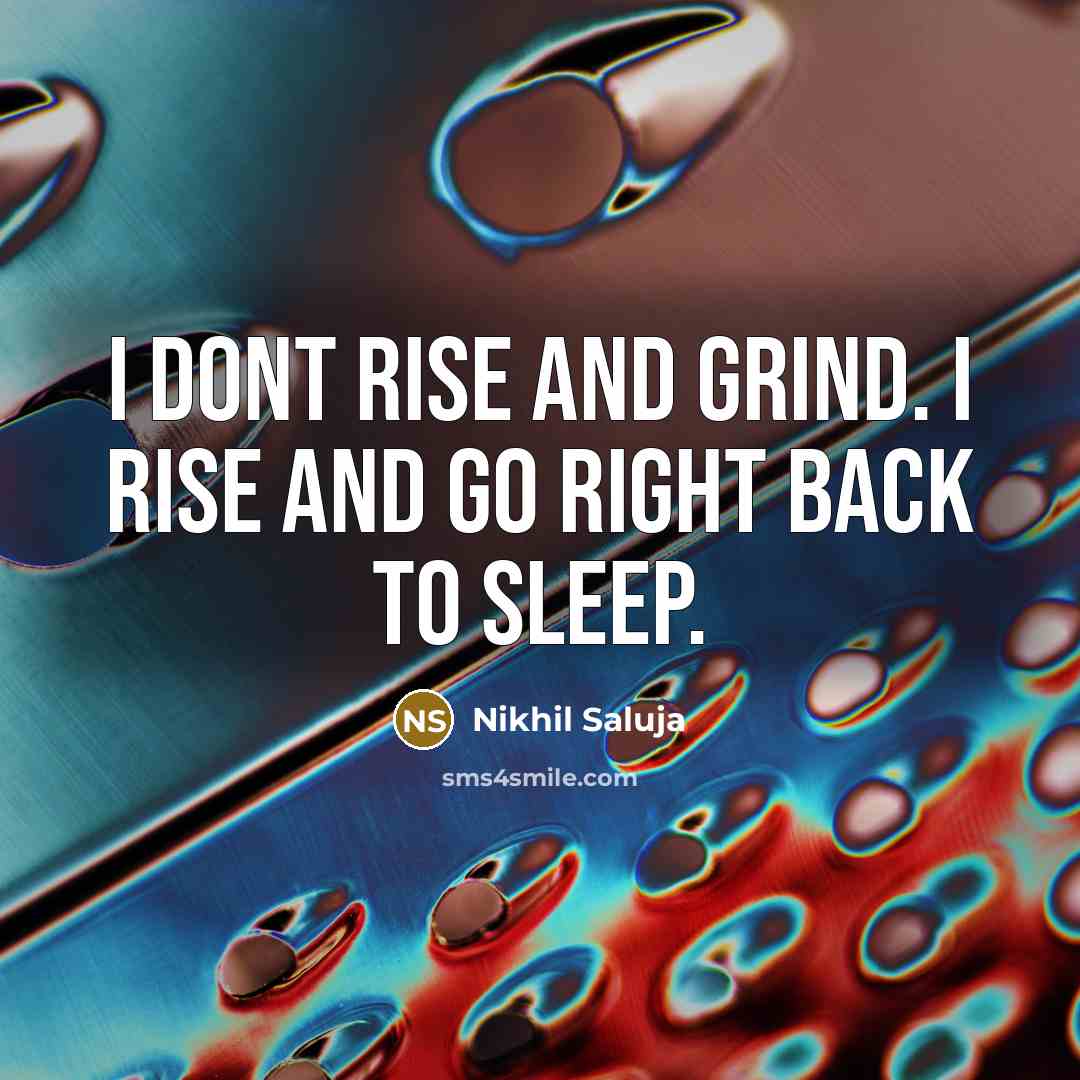 “I dont rise and grind. I rise and go right back to sleep.” quote by Nikhil Saluja