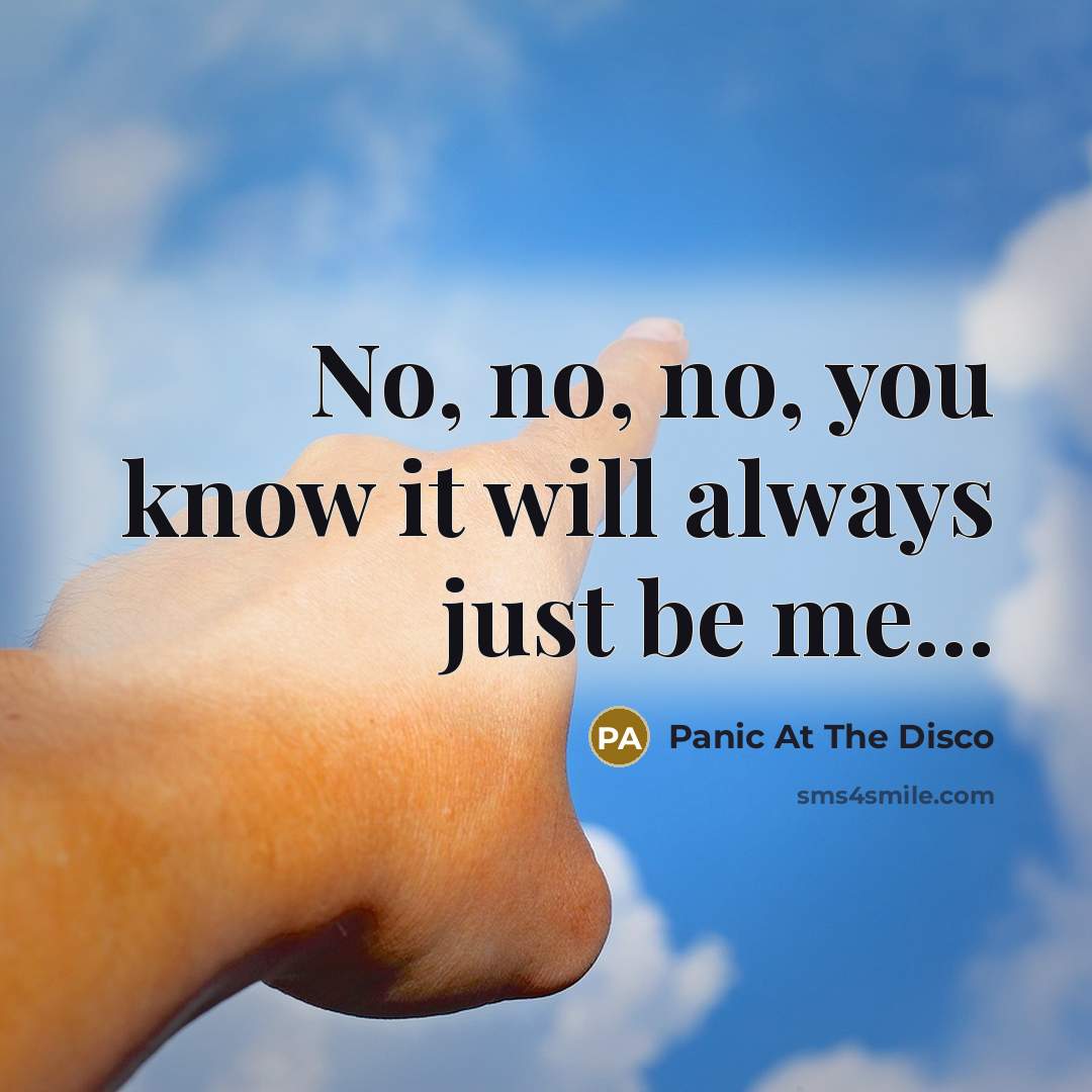 “No, no, no, you know it will always just be…” quote by Panic At The Disco