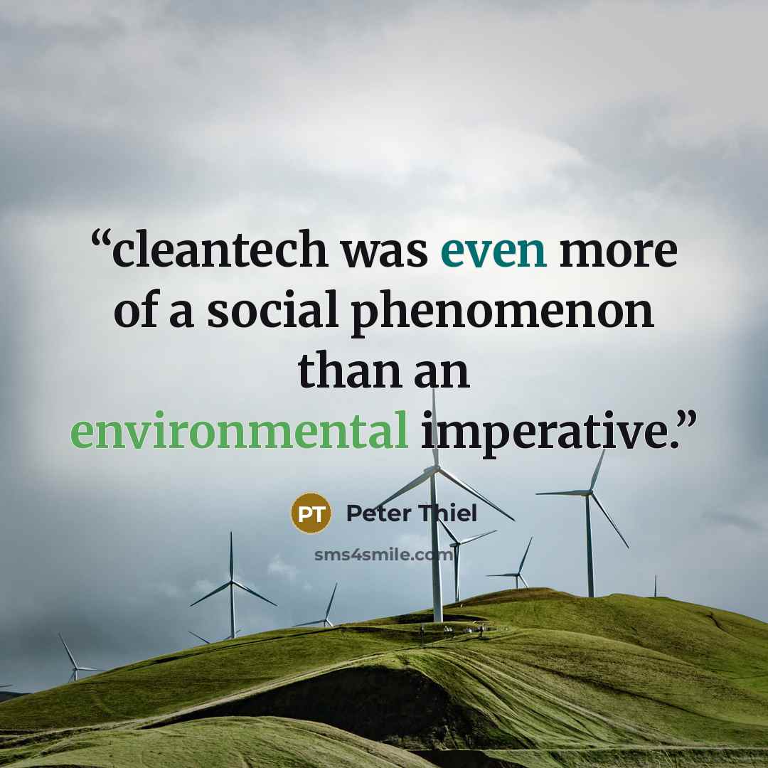 “cleantech was even more of a social phenomenon than an environmental imperative.” quote by Peter Thiel
