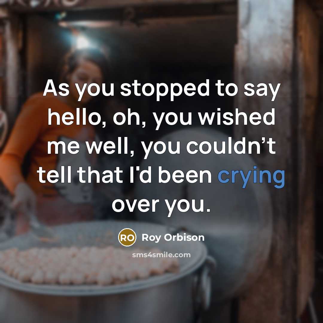 “As you stopped to say hello, oh, you wished me…” quote by Roy Orbison