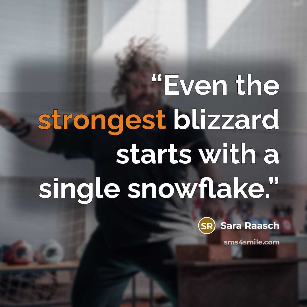 “Even the strongest blizzard starts with a single snowflake.” quote by Sara Raasch