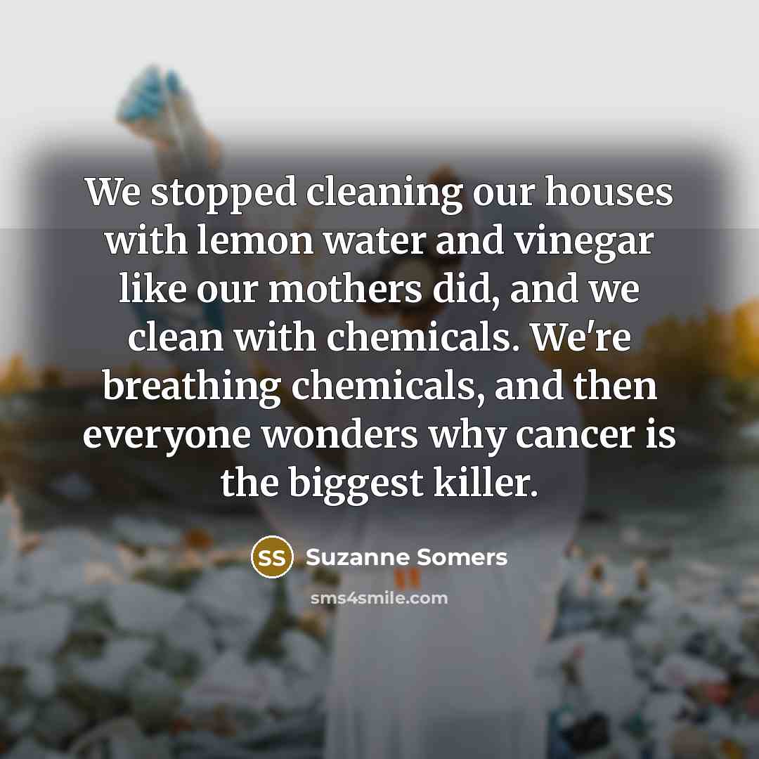 “We stopped cleaning our houses with lemon water and vinegar…” quote by Suzanne Somers