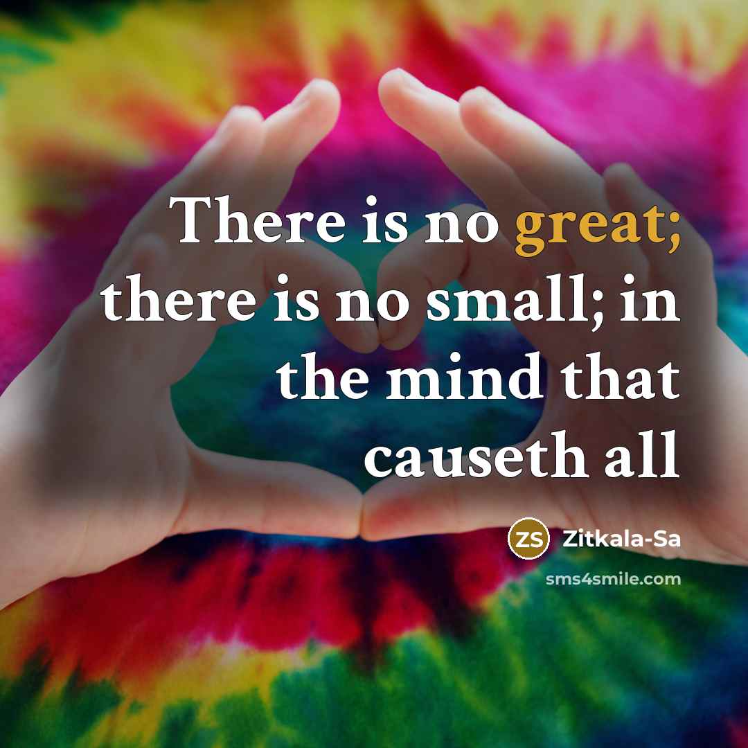 “There is no great; there is no small; in the…” quote by Zitkala-Sa