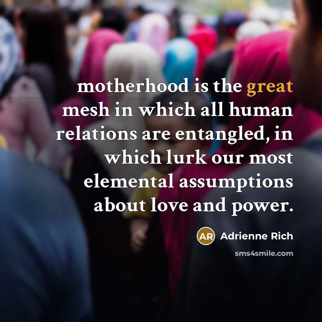 “motherhood is the great mesh in which all human relations…” quote by Adrienne Rich