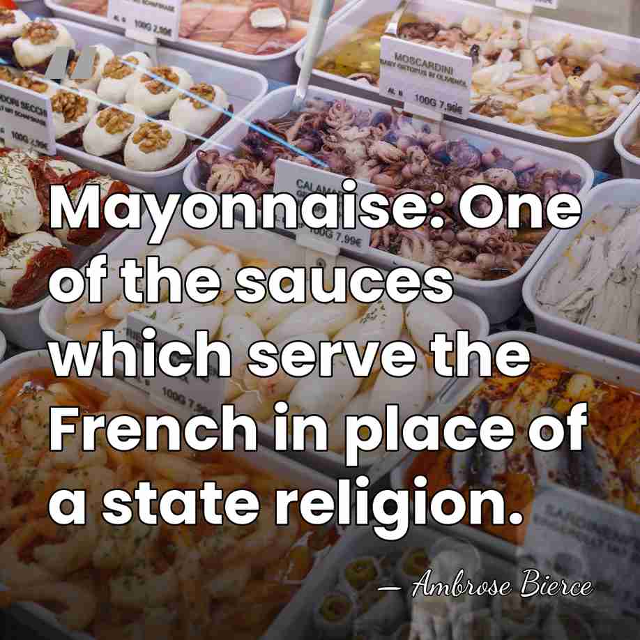 Mayonnaise: One of the sauces which serve the French in place of&hellip; - Ambrose Bierce