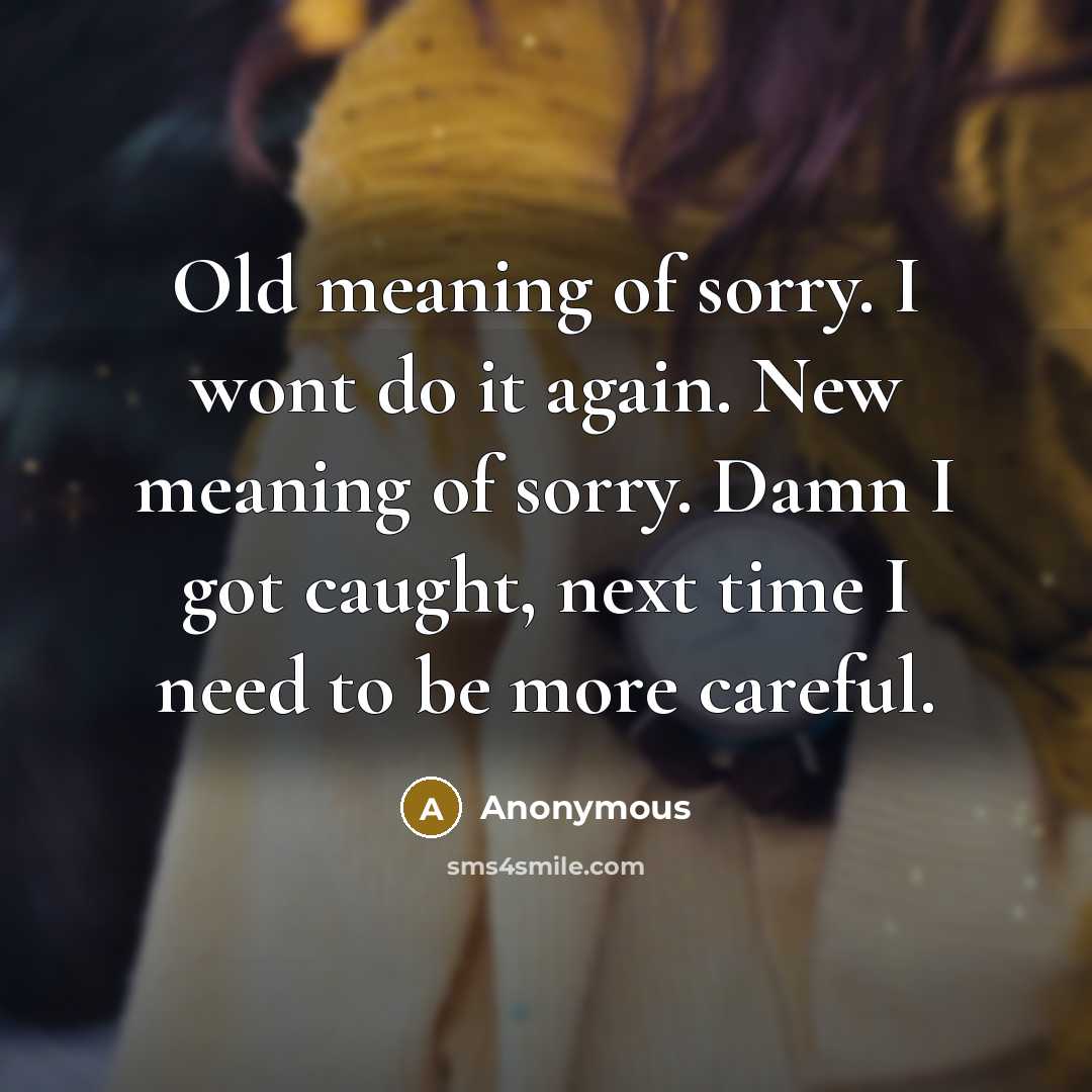 “Old meaning of sorry. I wont do it again. New…” quote by Anonymous