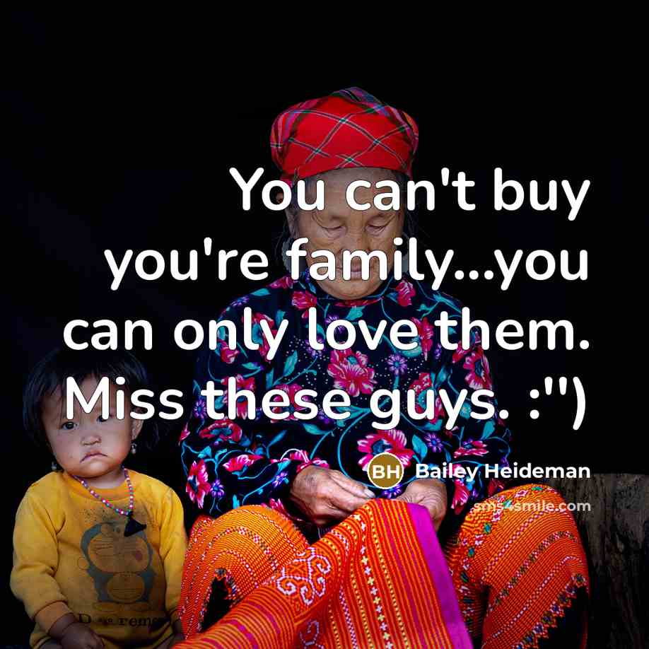 “You can't buy you're family...you can only love them. Miss…” quote by Bailey Heideman
