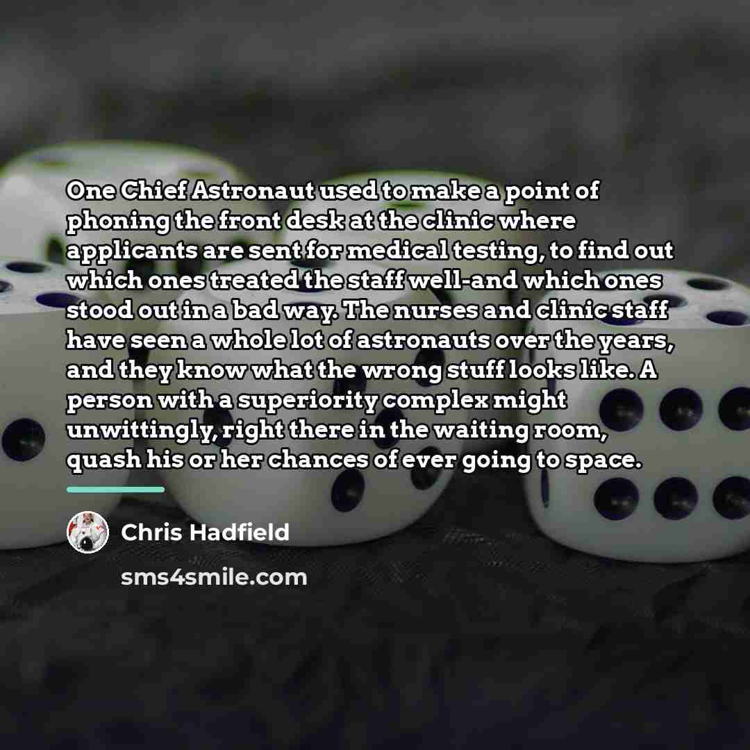 “One Chief Astronaut used to make a point of phoning…” quote by Chris Hadfield
