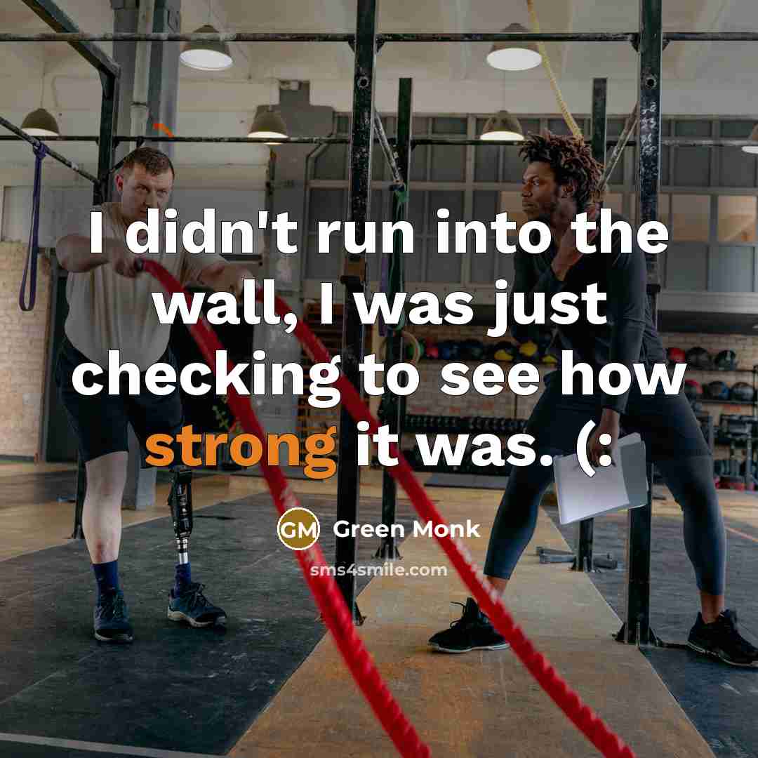 “I didn't run into the wall, I was just checking…” quote by Green Monk