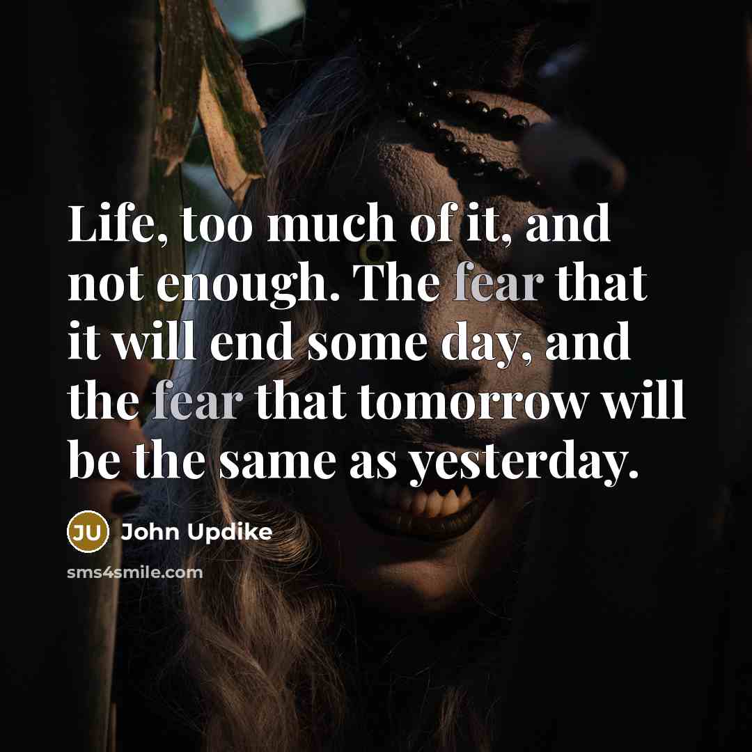 “Life, too much of it, and not enough. The fear…” quote by John Updike