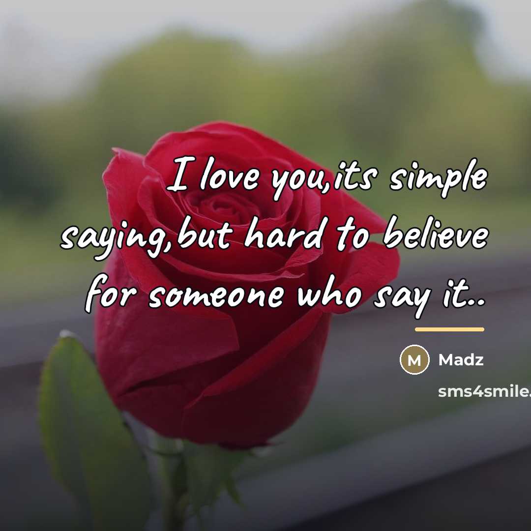 “I love you,its simple saying,but hard to believe for someone…” quote by Madz