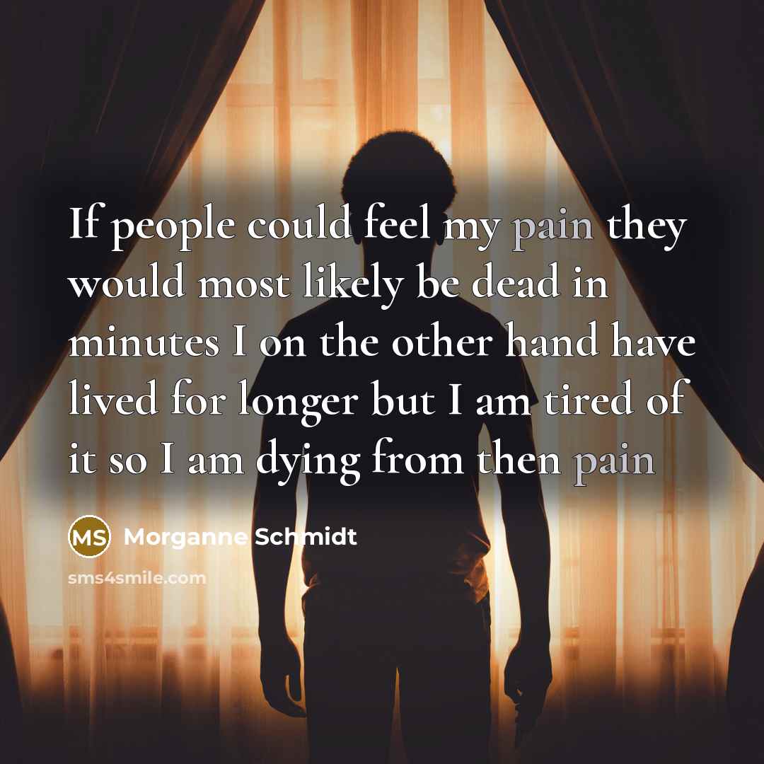 “If people could feel my pain they would most likely…” quote by Morganne Schmidt