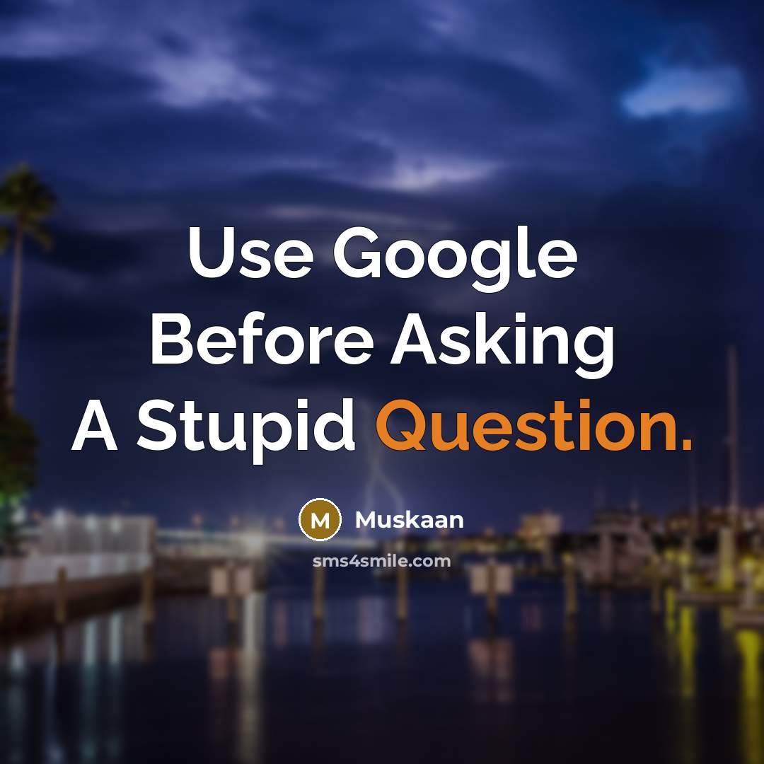 “Use Google Before Asking A Stupid Question.” quote by Muskaan