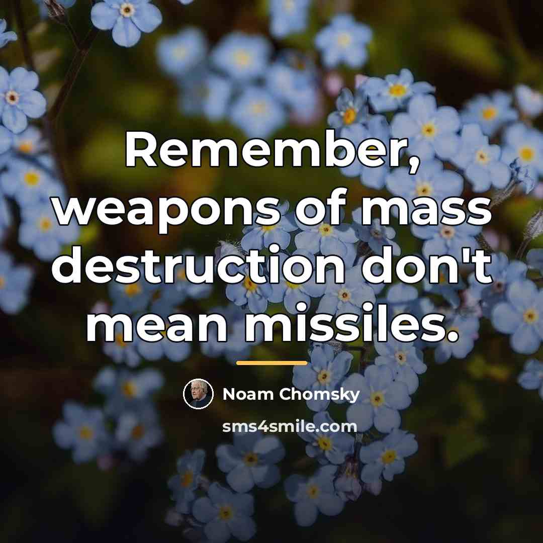 “Remember, weapons of mass destruction don't mean missiles.…” quote by Noam Chomsky