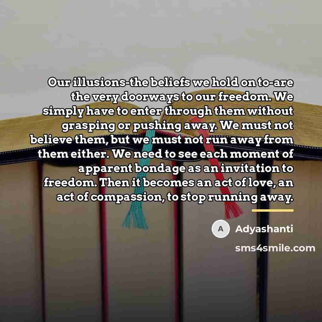 “Our illusions-the beliefs we hold on to-are the very doorways…” quote by Adyashanti