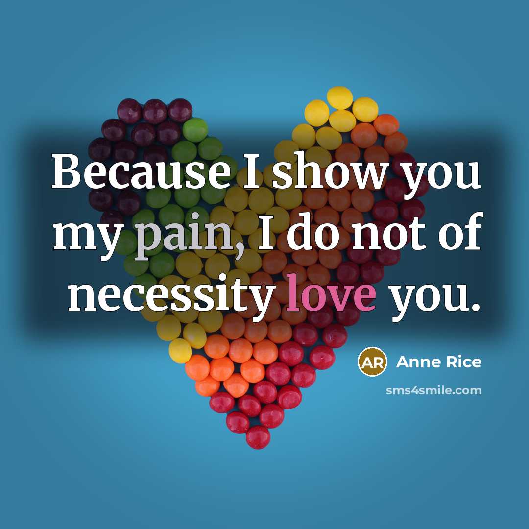 “Because I show you my pain, I do not of…” quote by Anne Rice