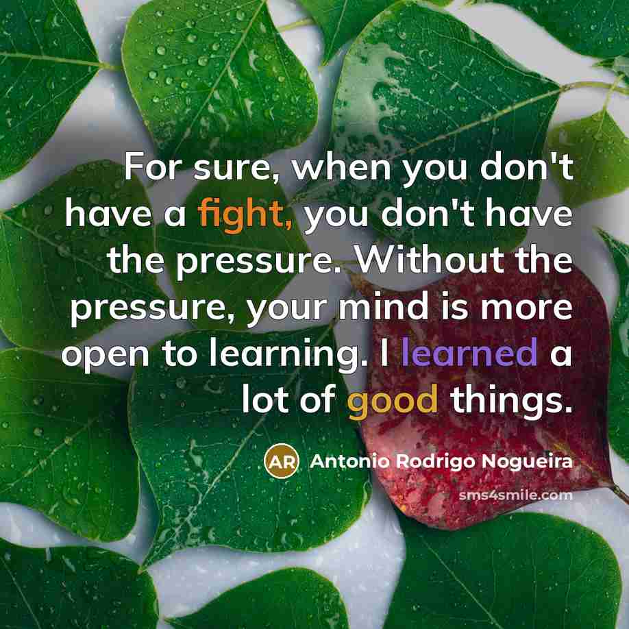 “For sure, when you don't have a fight, you don't…” quote by Antonio Rodrigo Nogueira