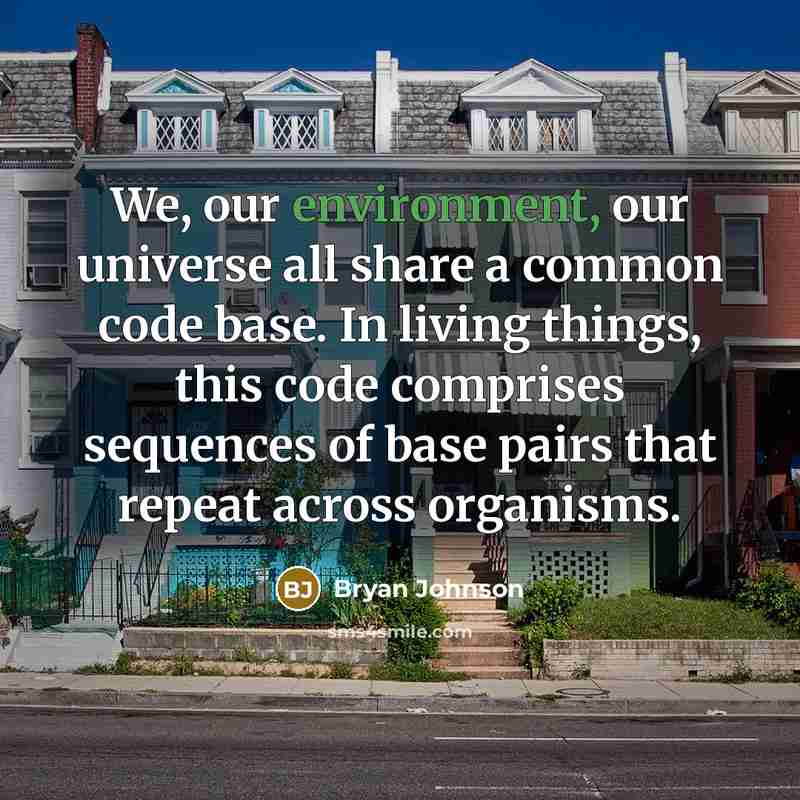 “We, our environment, our universe all share a common code…” quote by Bryan Johnson