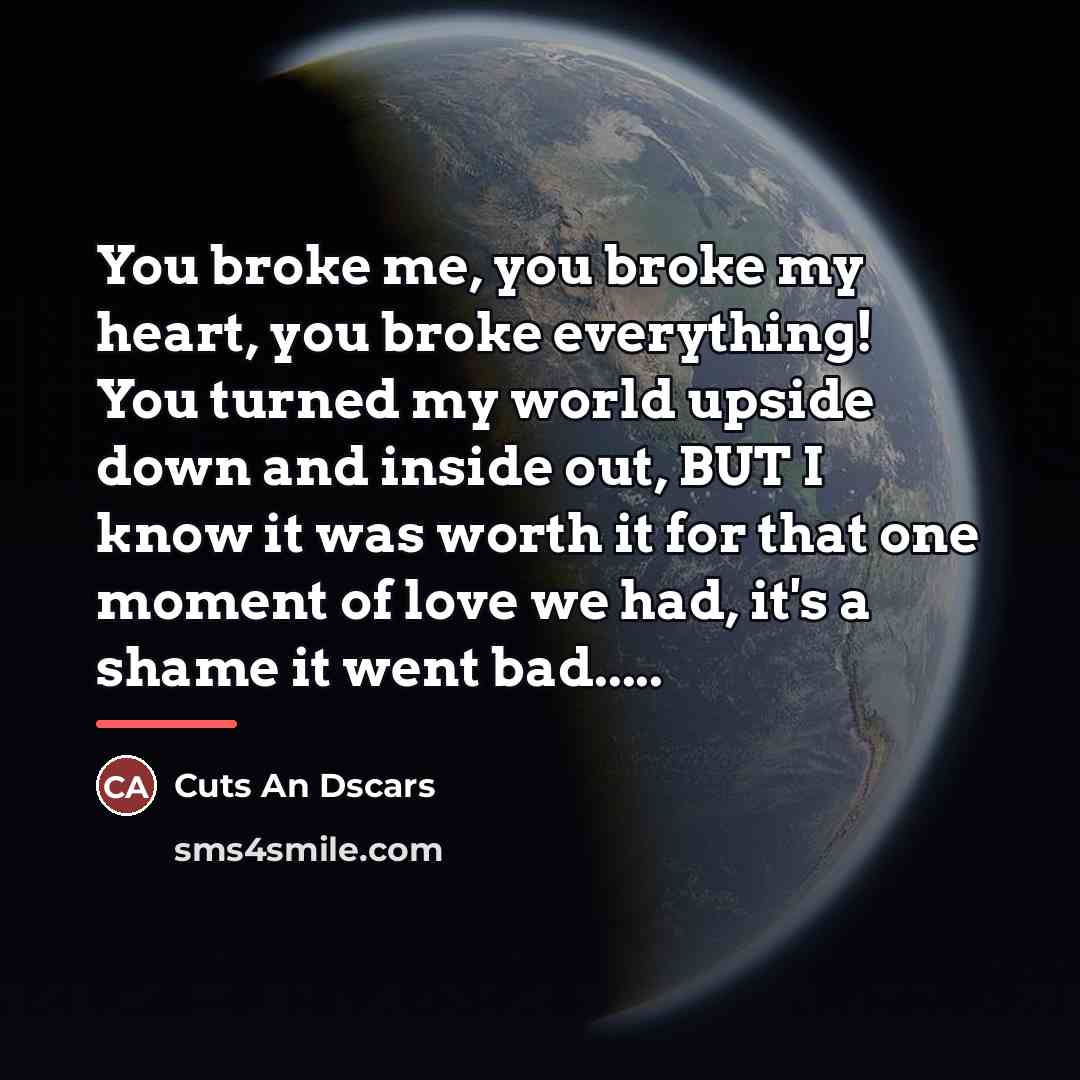 “You broke me, you broke my heart, you broke everything!…” quote by Cuts An Dscars