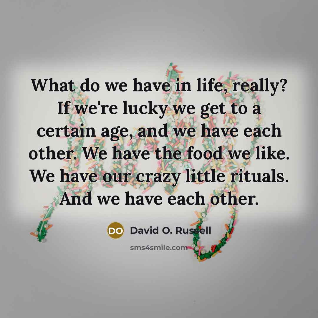 “What do we have in life, really? If we're lucky…” quote by David O. Russell