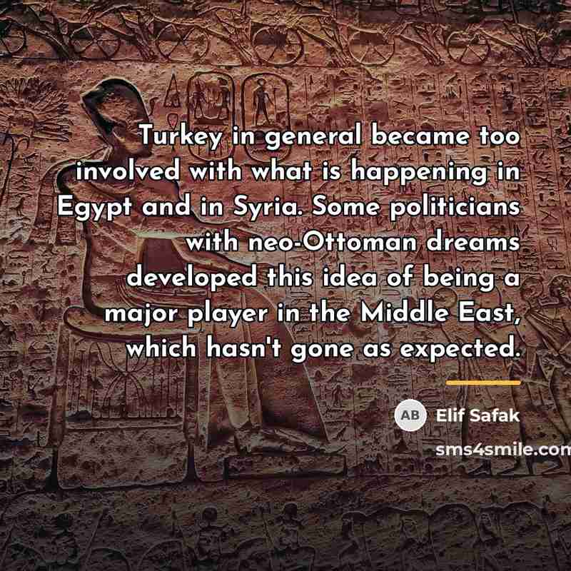 “Turkey in general became too involved with what is happening…” quote by Elif Safak
