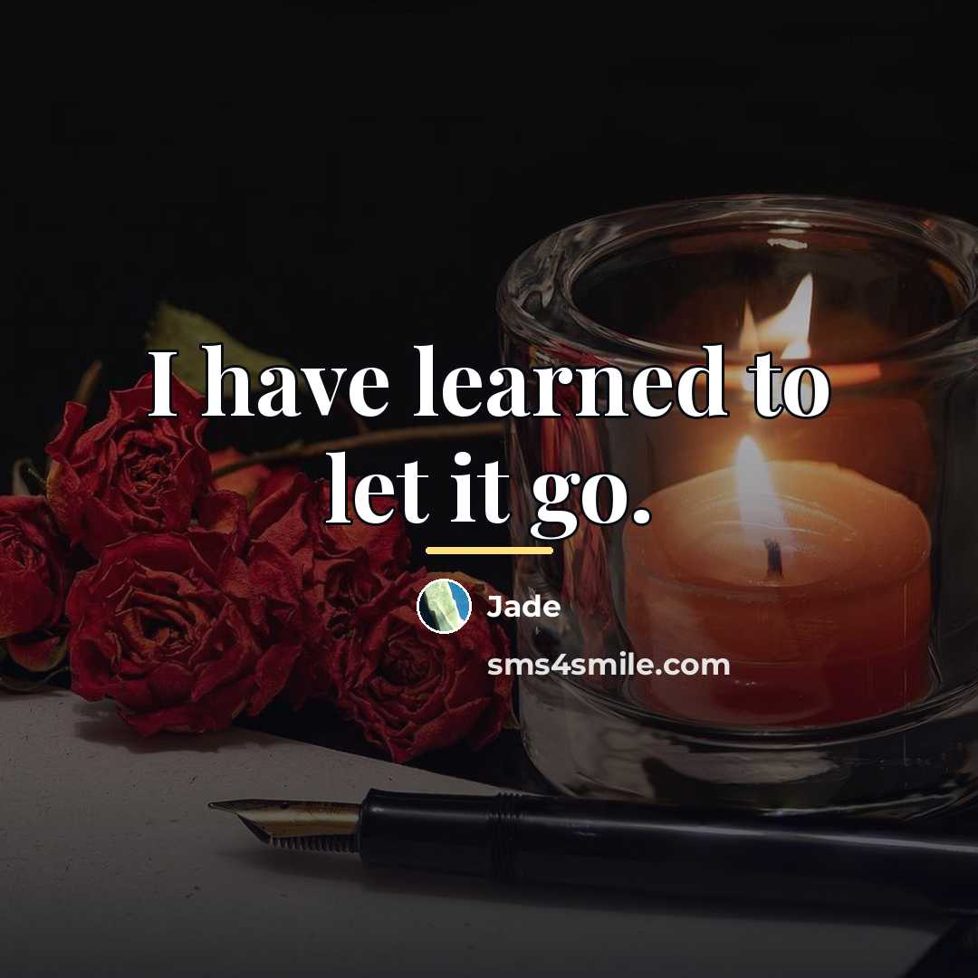 “I have learned to let it go.…” quote by Jade